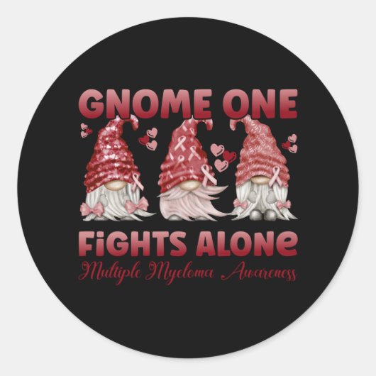 Multiple Myeloma Cancer Burgundy Ribbon Gnome Runder Aufkleber (Vorderseite)