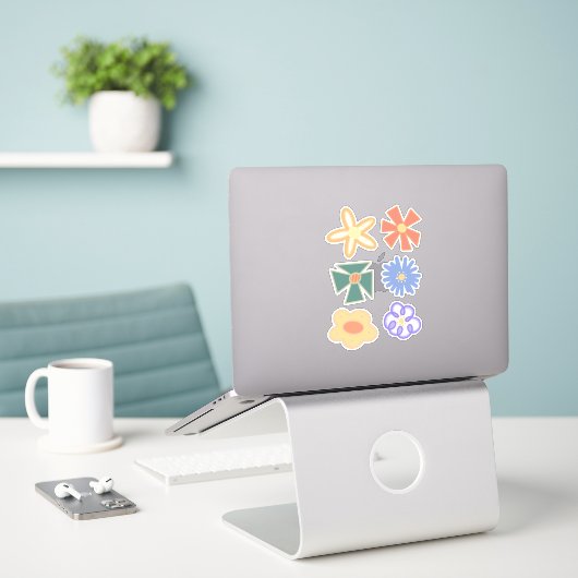 Multiple rainbow boho Blume florale Sixpack Aufkleber (Laptop auf Schreibtisch)