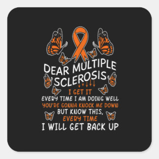 Multiple Sclerosis Butterfly Ribbon World Ms Day Quadratischer Aufkleber