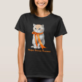 Multiple Sclerosis MS Awareness Cute Cat Wear Oran T-Shirt (Vorderseite)