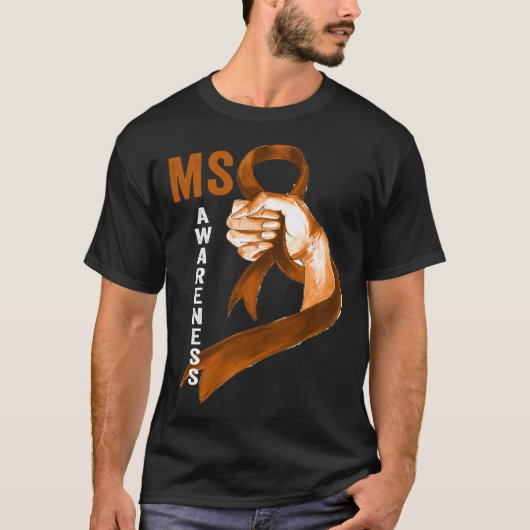 Multiple Sclerosis Orange Ribbon Men Women MS Awar T-Shirt (Vorderseite)