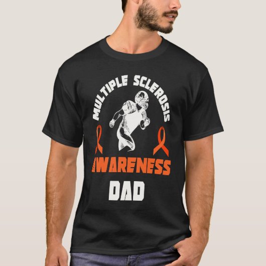 Multiple Sclerosis Warrior Dad Football Family MS T-Shirt (Vorderseite)