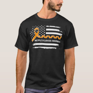 Multiple Sklerose Awareness American Flag Orang T-Shirt