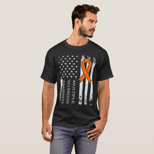 Multiple Sklerose Awareness American Flag Retro T-Shirt (Vorne ganz)