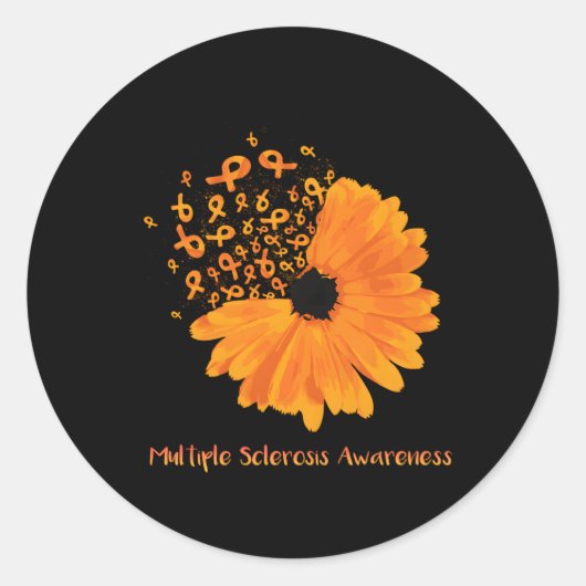 Multiple Sklerose Awareness Ribbon Blume Hope Runder Aufkleber (Vorderseite)