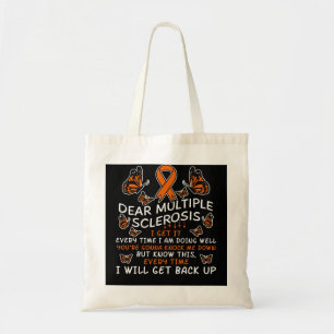 Multiple Sklerose Awareness Zitat Orange Ribbon Tragetasche