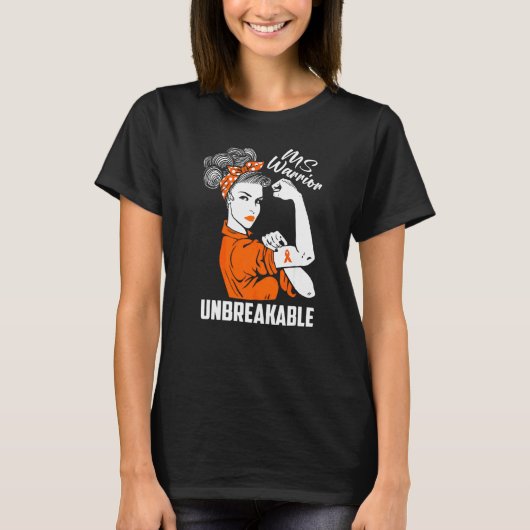 Multiple Sklerose Bewusstsein Frau Warrior Unbrech T-Shirt (Vorderseite)