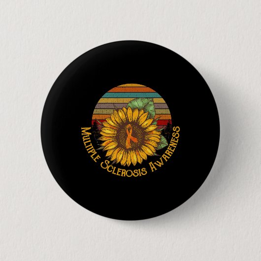 Multiple Sklerose Bewusstsein Sonnenblumen Frau Aw Button (Vorderseite)