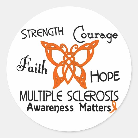 Multiple Sklerose Celtic Butterfly 3 Runder Aufkleber (Vorderseite)