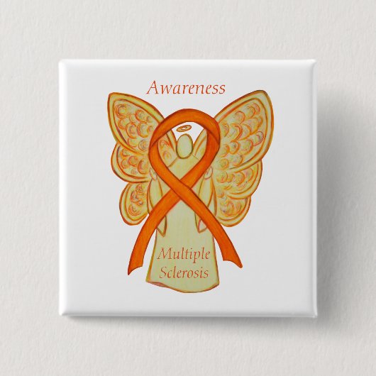 Multiple Sklerose Engel Awareness Ribbon Buttone Button (Vorderseite)