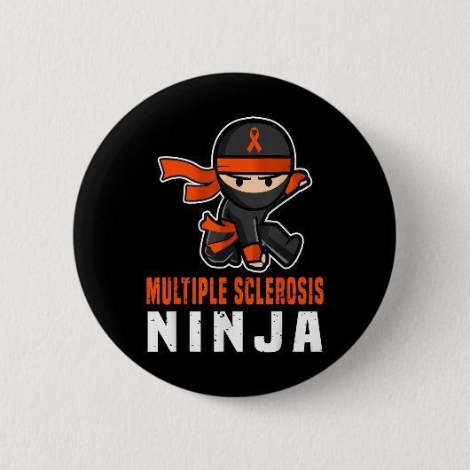 Multiple Sklerose Ninja Awareness Funny Orange Ri Button (Vorderseite)