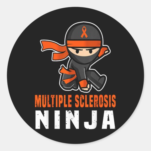 Multiple Sklerose Ninja Awareness Funny Orange Ri Runder Aufkleber (Vorderseite)