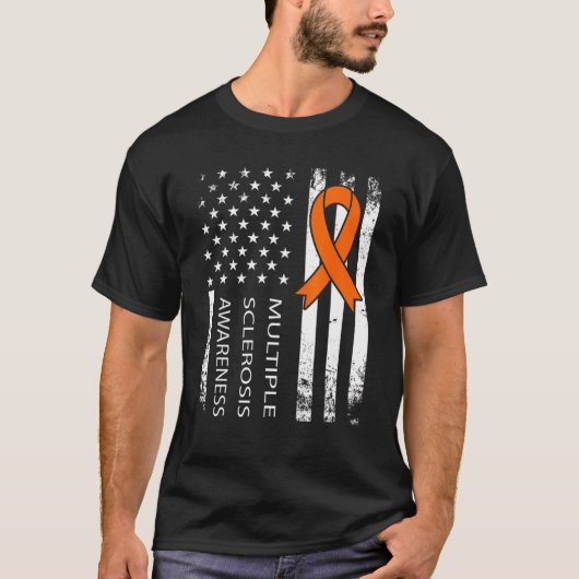 Multiple Sklerose unterstützt amerikanische Flagge T-Shirt (Vorderseite)
