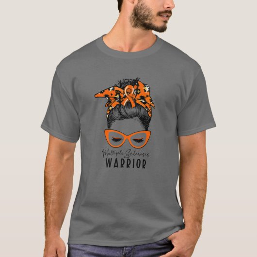 Multiple Sklerose Warrior Leopard Messy Bun MS Wa T-Shirt (Vorderseite)