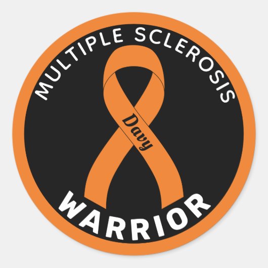 Multiple Sklerose Warrior Ribbon Black Runder Aufkleber (Vorderseite)