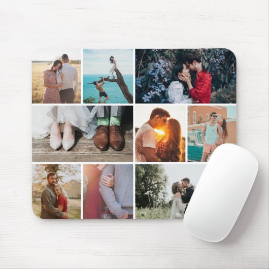 Multiple snapshots engage couple photos collage mousepad (Mit Mouse)
