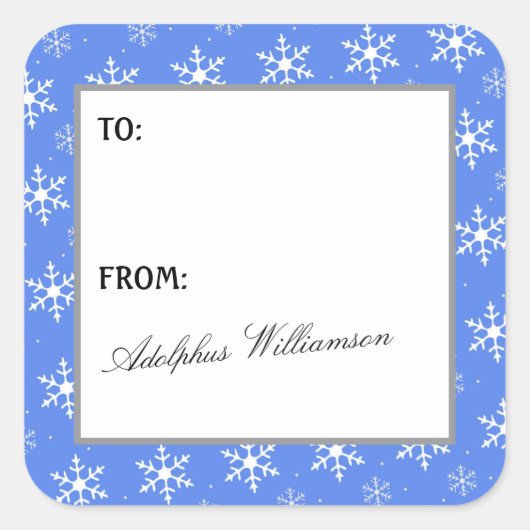Multiple Snowflakes Christmas Gift Label Quadratischer Aufkleber (Vorderseite)