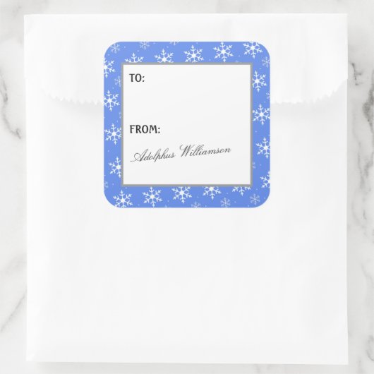 Multiple Snowflakes Christmas Gift Label Quadratischer Aufkleber (Tasche)