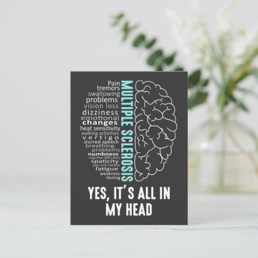 Multipler Sklerose MS Es ist alles in meinem Kopf Postkarte (Stehend Vorderseite)