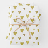Multiples goldenes Herz auf weißem Hintergrund Geschenkpapier Set (Beispiel)