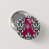 Multiples Myelom Damask Burgundy Ribbon Button (Vorne & Hinten)