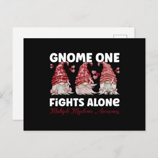 Multiples Myelom/Krebs Burgundy Ribbon Gnome Postkarte (Vorne/Hinten)
