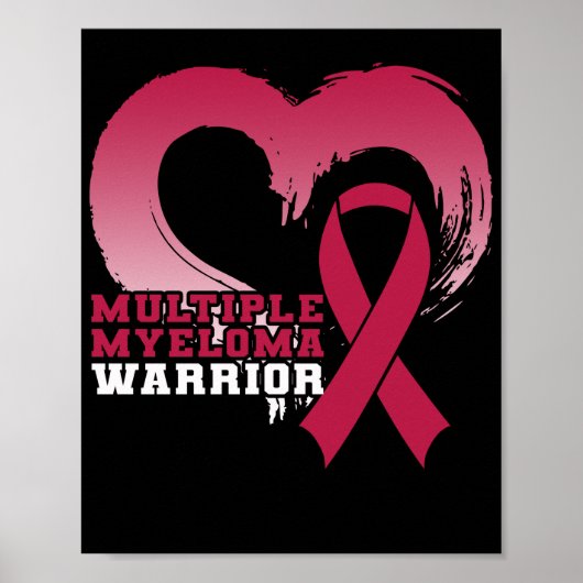 Multiples Myelom Warrior Bewusstsein Herz Poster (Vorne)