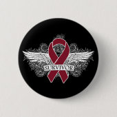 Multiples Myelom Winged SURVIVOR Ribbon Button (Vorderseite)
