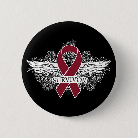 Multiples Myelom Winged SURVIVOR Ribbon Button (Vorderseite)