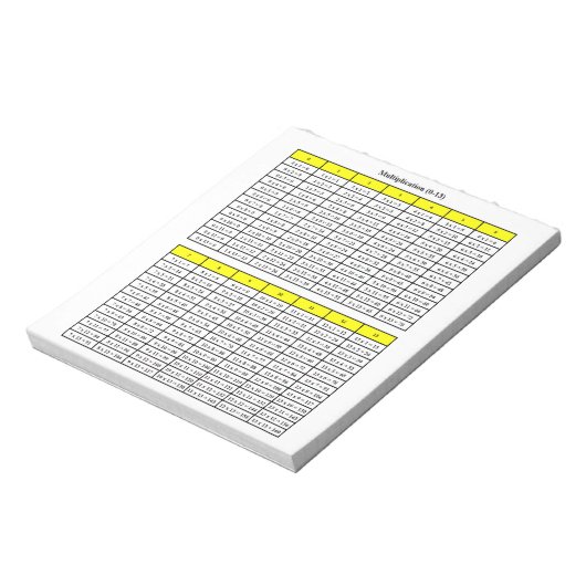 Multiplikation Notepad #0-13 Notizblock (Rotiert)