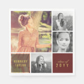 MultiSquare Simple Foto Collage Graduation Party Serviette (Vorderseite)