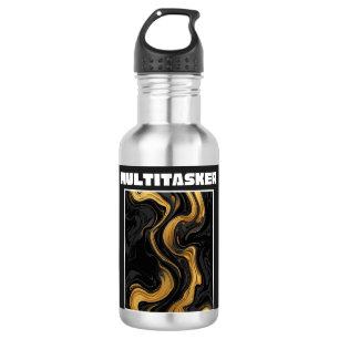 Multitasker Gold & Black Flüssig-Marmor Abstract Edelstahlflasche