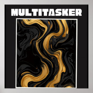 Multitasker Gold Liquid Marble - Luxuriöses Abstra Poster