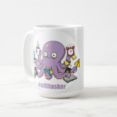 Multitasker – Lustiger chaotischer Oktopus Dunkler Kaffeetasse (Vorderseite Links)