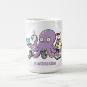 Multitasker – Lustiger chaotischer Oktopus Dunkler Kaffeetasse (Mittel)