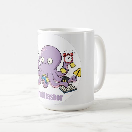 Multitasker – Lustiger chaotischer Oktopus Dunkler Kaffeetasse (VorderseiteRechts)