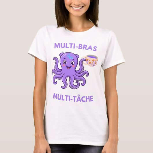 Multitasking-Multiarmer Tintenfisch mit Kaffee – H T-Shirt (Vorderseite)