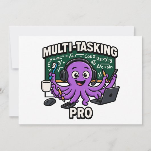 Multitasking Octopus-Klassenzimmer Lerner Pro Einladung (Vorderseite)