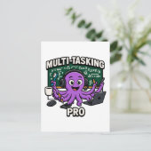 Multitasking Octopus-Klassenzimmer Lerner Pro Feiertagspostkarte (Stehend Vorderseite)
