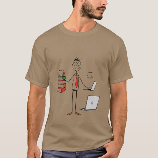 Multitasking-Shirt für Lehrer - Bücher, Kaffee und T-Shirt (Vorderseite)
