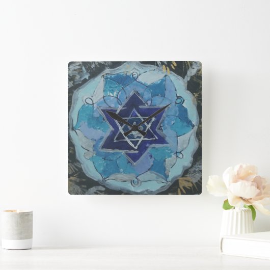 Multiverse Star of David Quadratische Wanduhr (Zuhause)