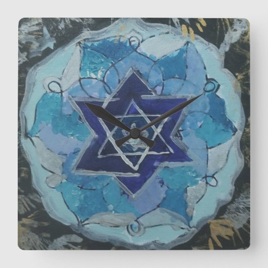 Multiverse Star of David Quadratische Wanduhr (Vorderseite)