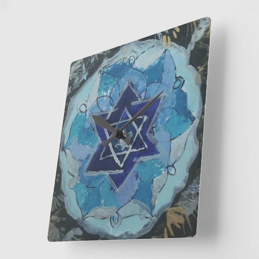 Multiverse Star of David Quadratische Wanduhr (Winkel)