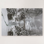 Multnomah-Fälle mit Winterschnee und Eis Puzzle (Horizontal)