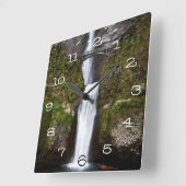 Multnomah Falls in the Columbia Gorge Quadratische Wanduhr (Winkel)