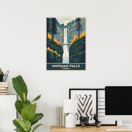 Multnomah Falls Oregon Poster (Heimbüro)