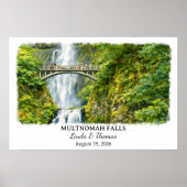 Multnomah Falls Oregon Poster, Aquarell, Maßgeschn Poster (Vorne)