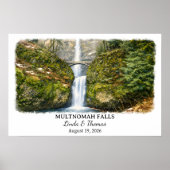 Multnomah Falls Oregon Poster, Aquarell, Maßgeschn Poster (Vorne)