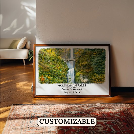 Multnomah Falls Oregon Poster, Aquarell, Maßgeschn Poster