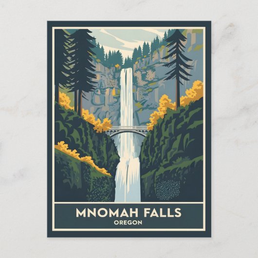 Multnomah Falls Oregon Postkarte (Vorderseite)
